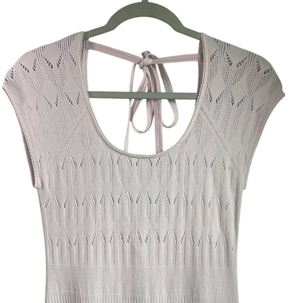 Free People Medium Robin Seamless Maxi Dress Pastel Pink Knit Ribbed Feminine - Picture 6 of 15